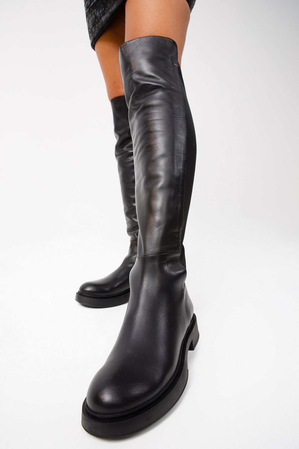 The Harmony Belle Black Leather Knee High Boot