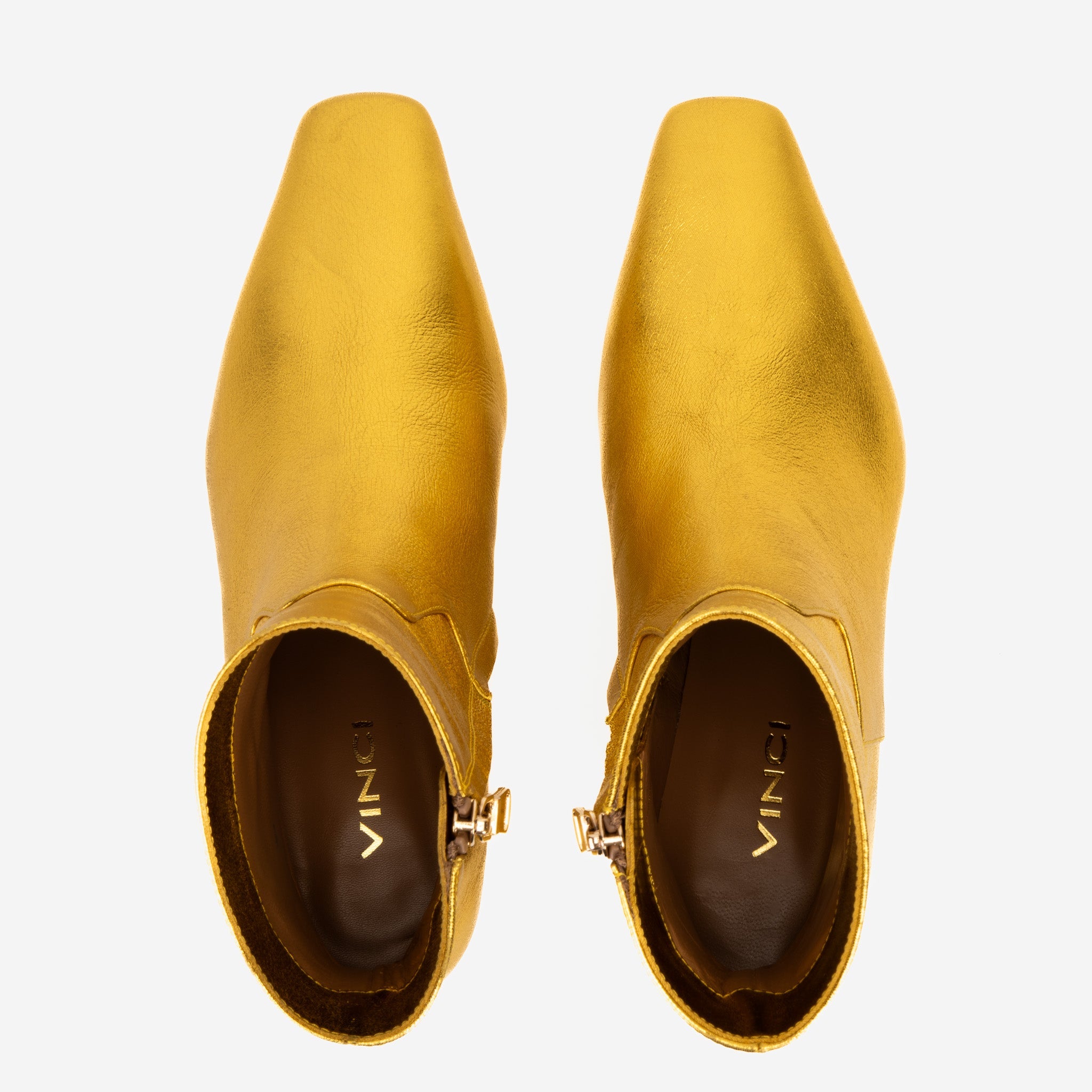 The Golden Glow Gold Leather Kitten Heel Boot