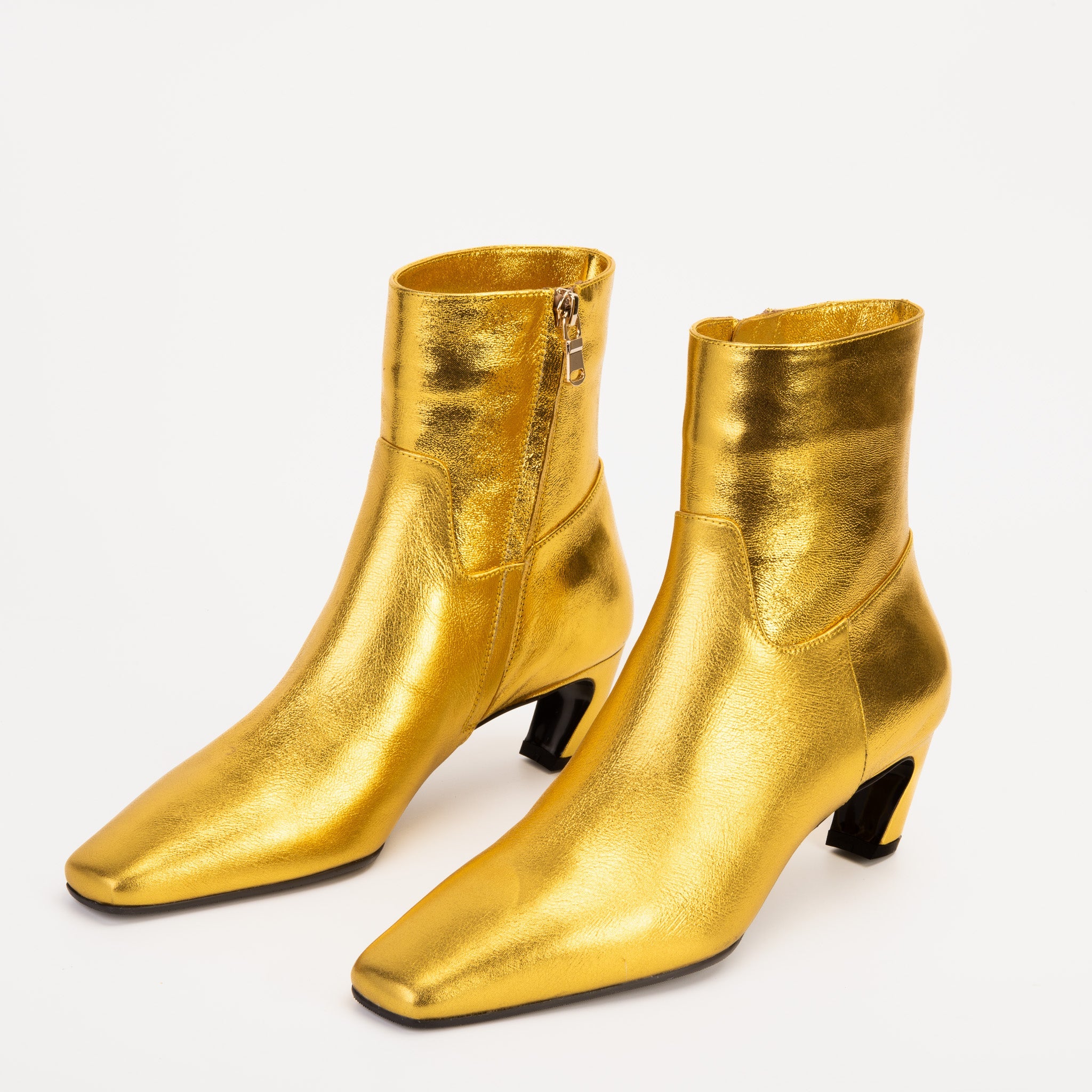 The Golden Glow Gold Leather Kitten Heel Boot