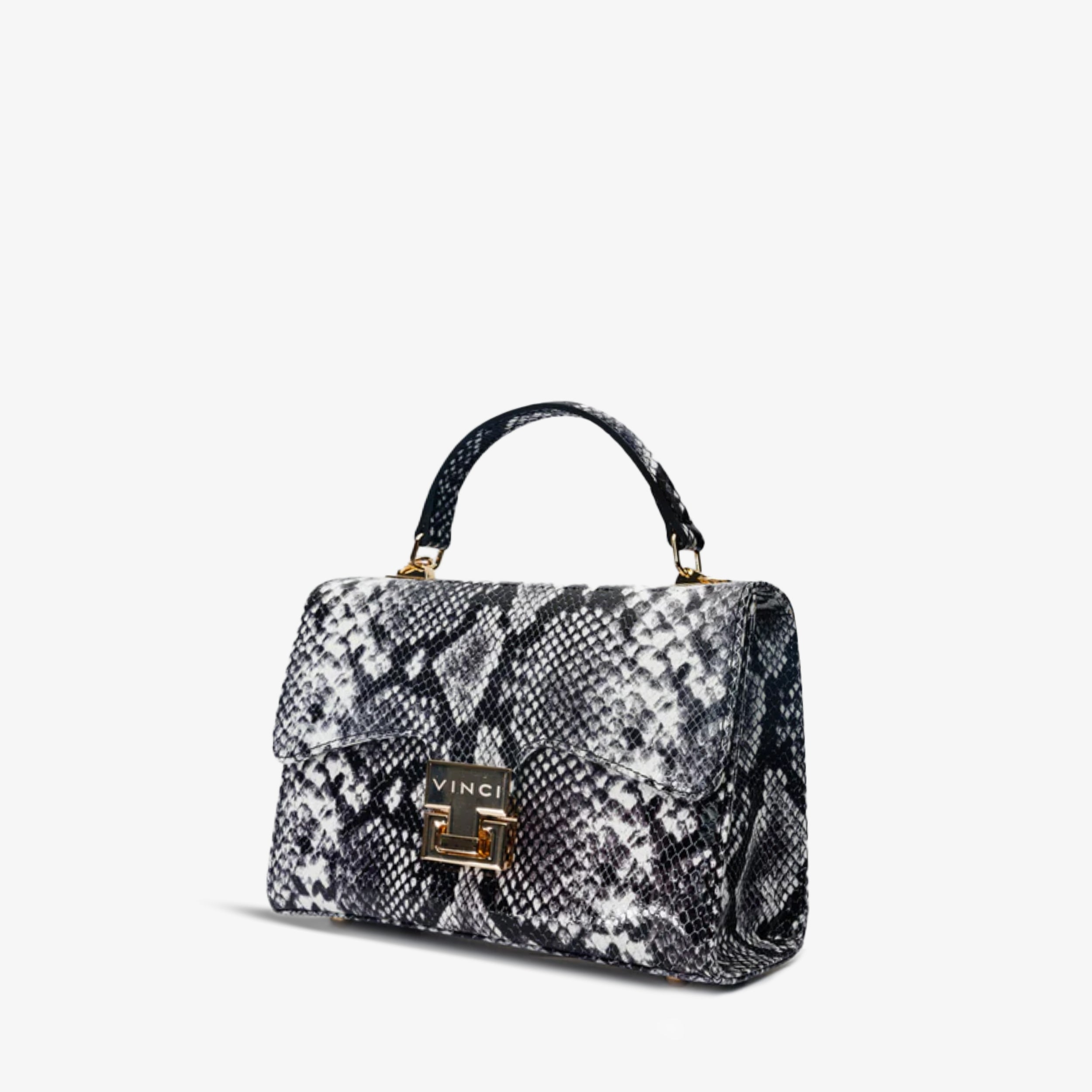 The Venezia Black White Leather Handbag