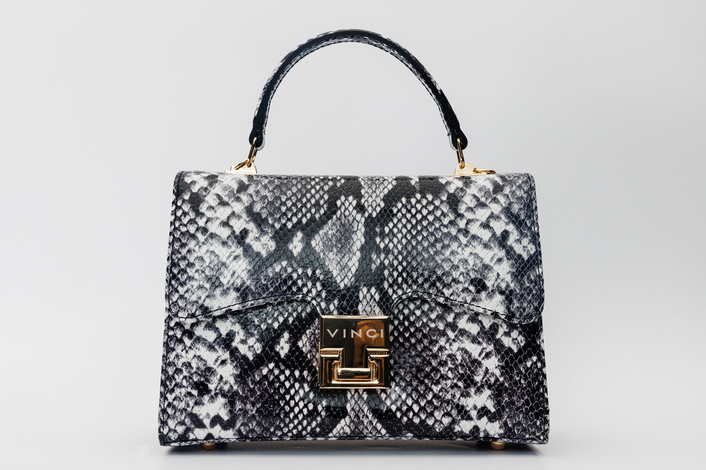 The Venezia Black White Leather Handbag