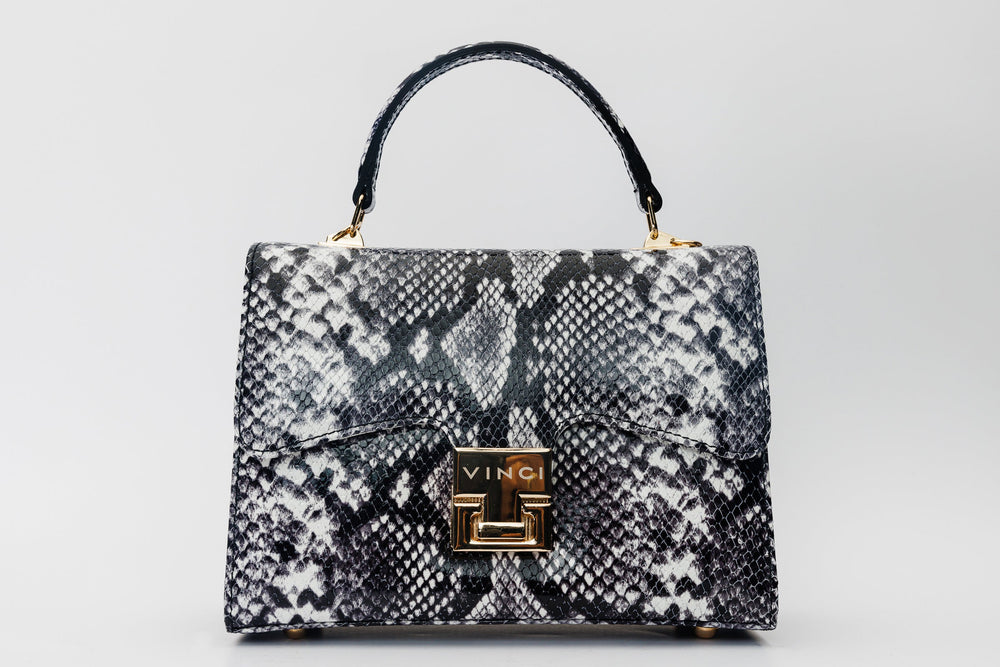 The Venezia Black White Leather Handbag