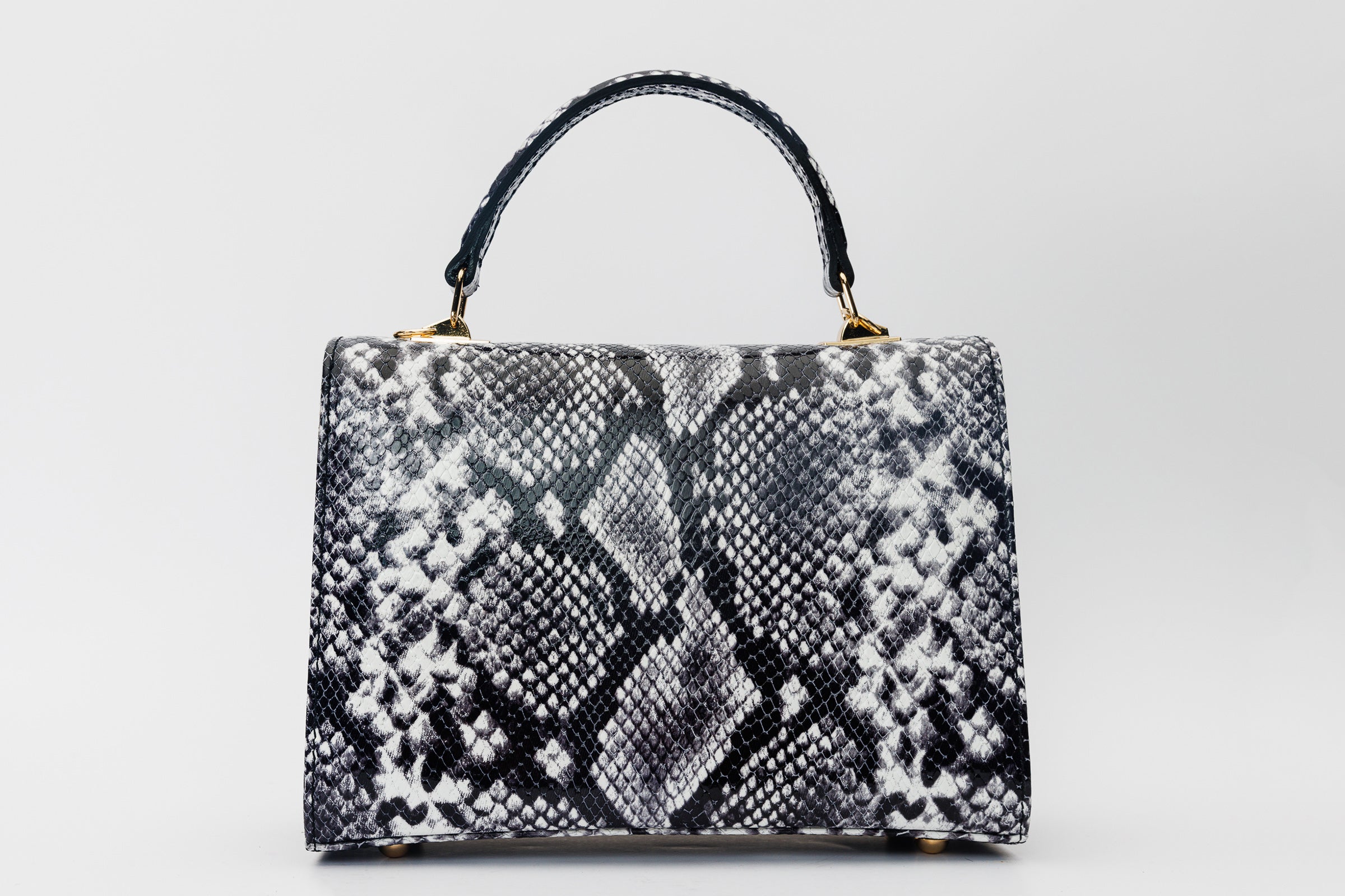 The Venezia Black White Leather Handbag