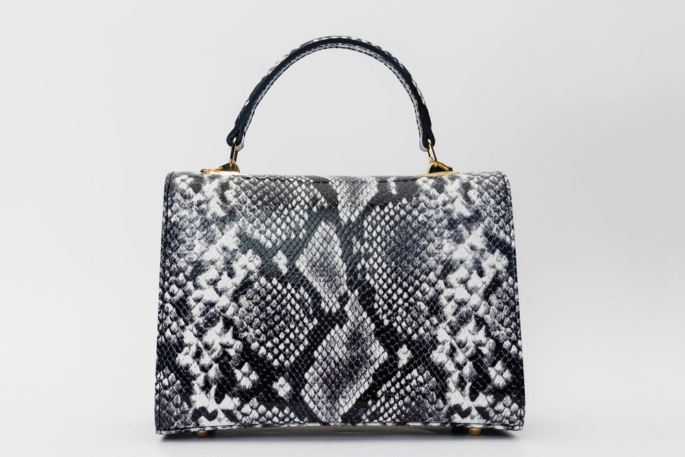 The Venezia Black White Leather Handbag