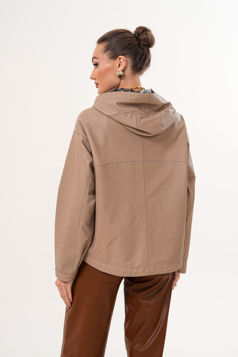 The Calyra Reversible Leather Jacket – Taupe