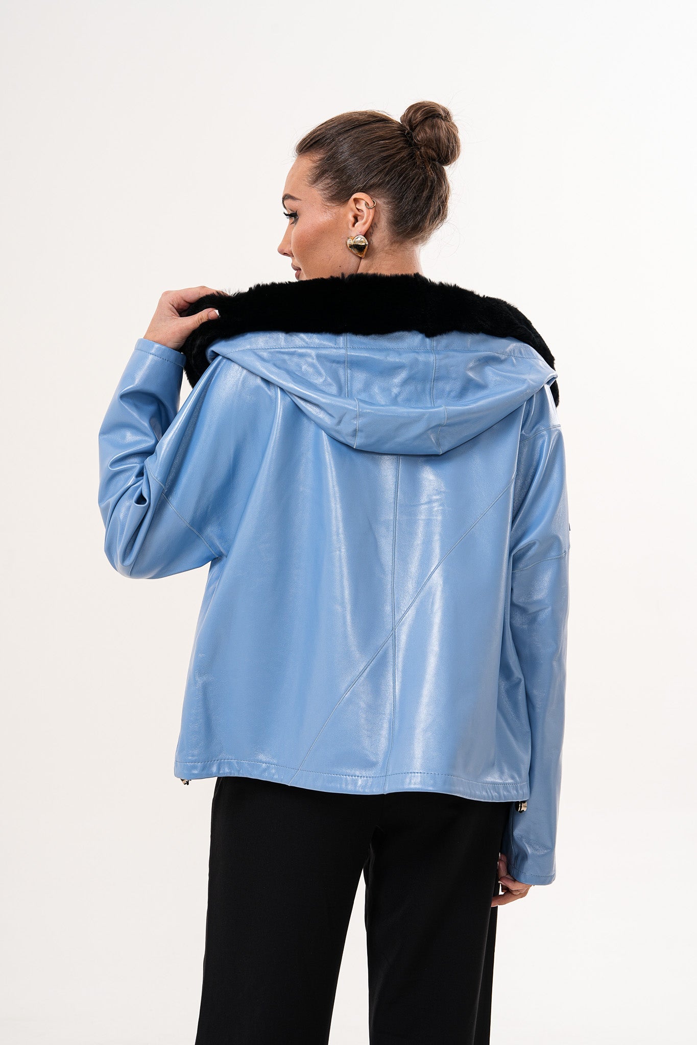 The Velora Sky Blue Reversible Lambskin Leather Jacket