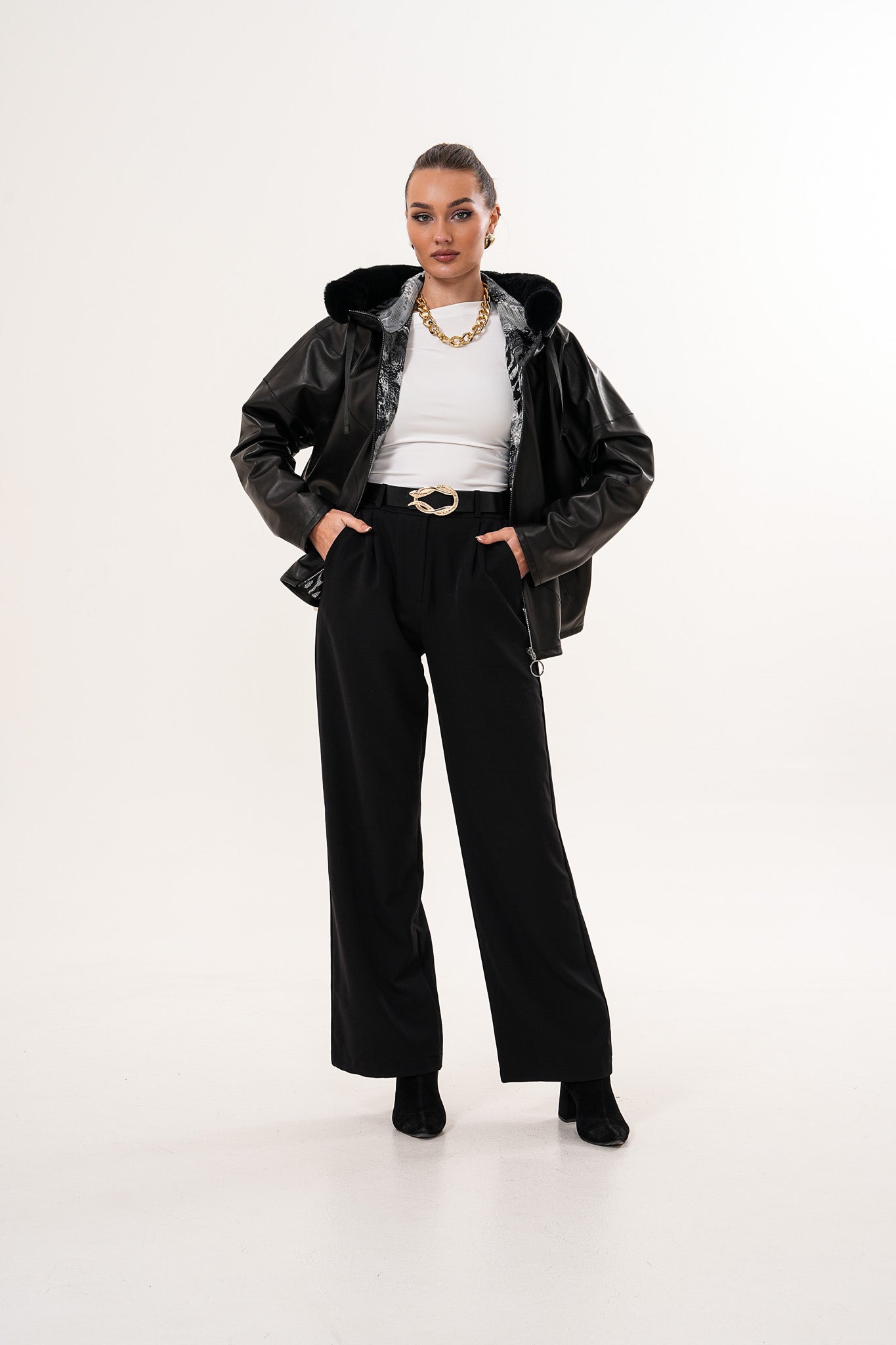 The Velora Black Reversible Lambskin Leather Jacket