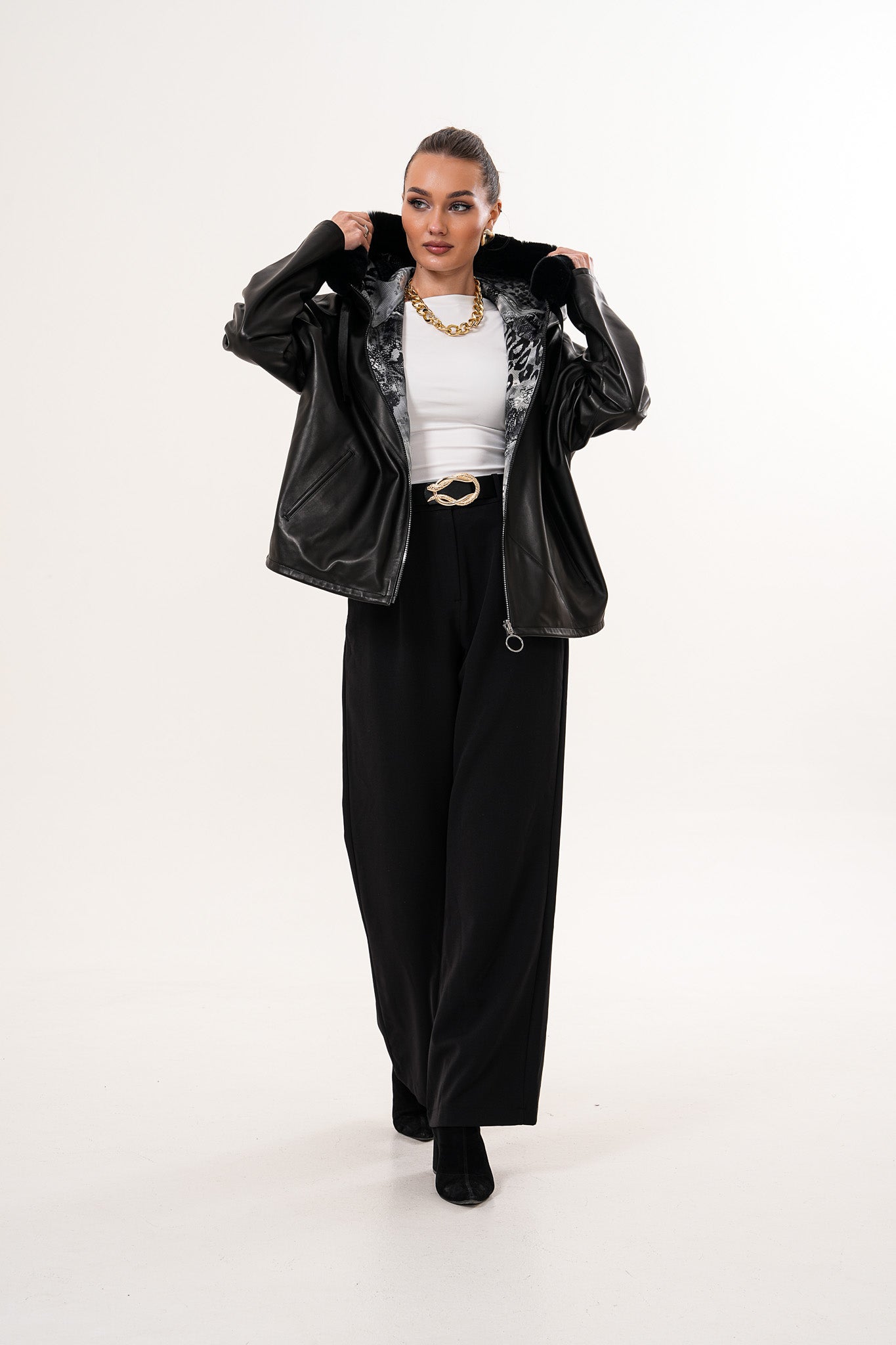 The Velora Black Reversible Lambskin Leather Jacket