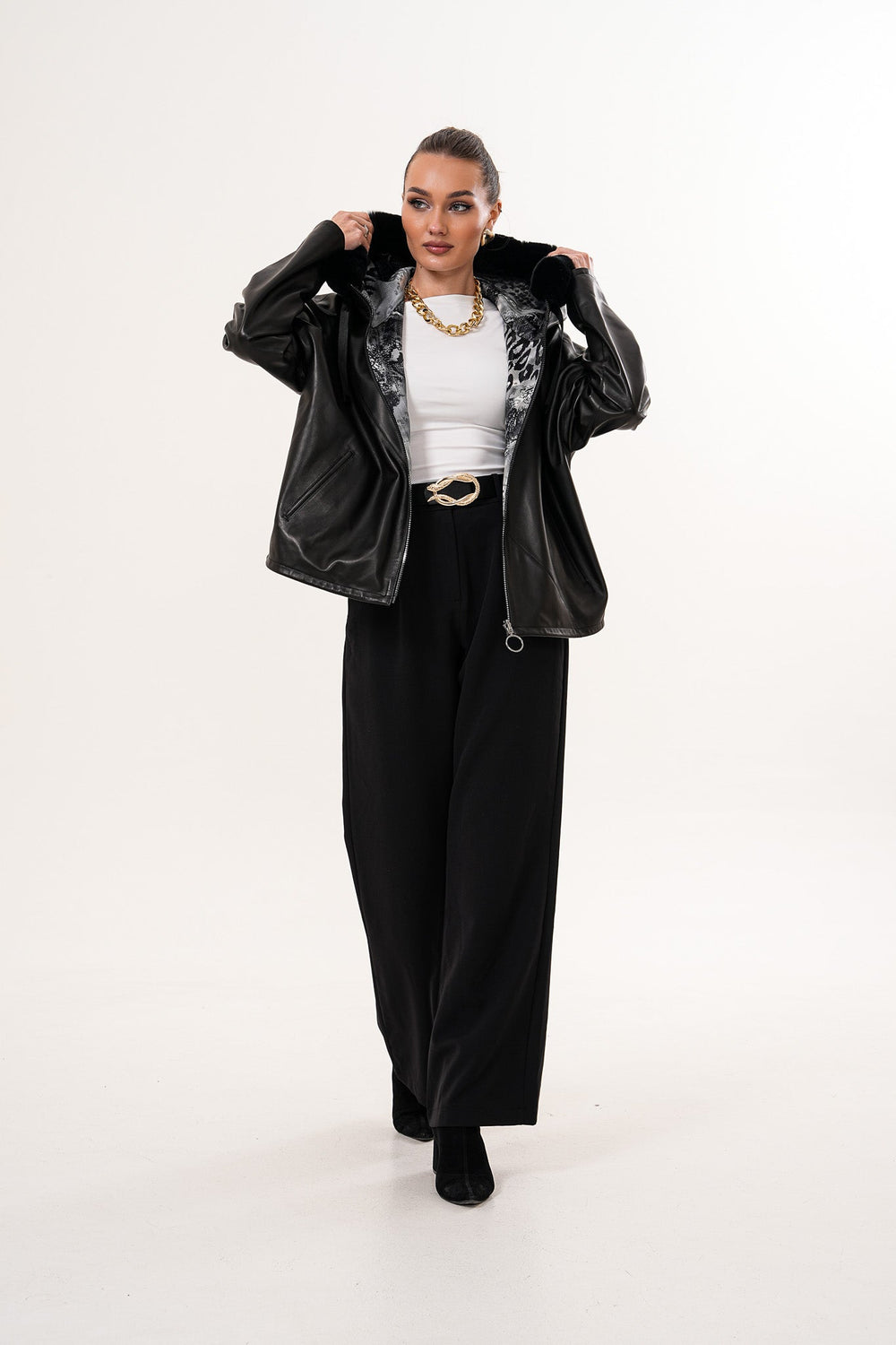 The Velora Black Reversible Lambskin Leather Jacket