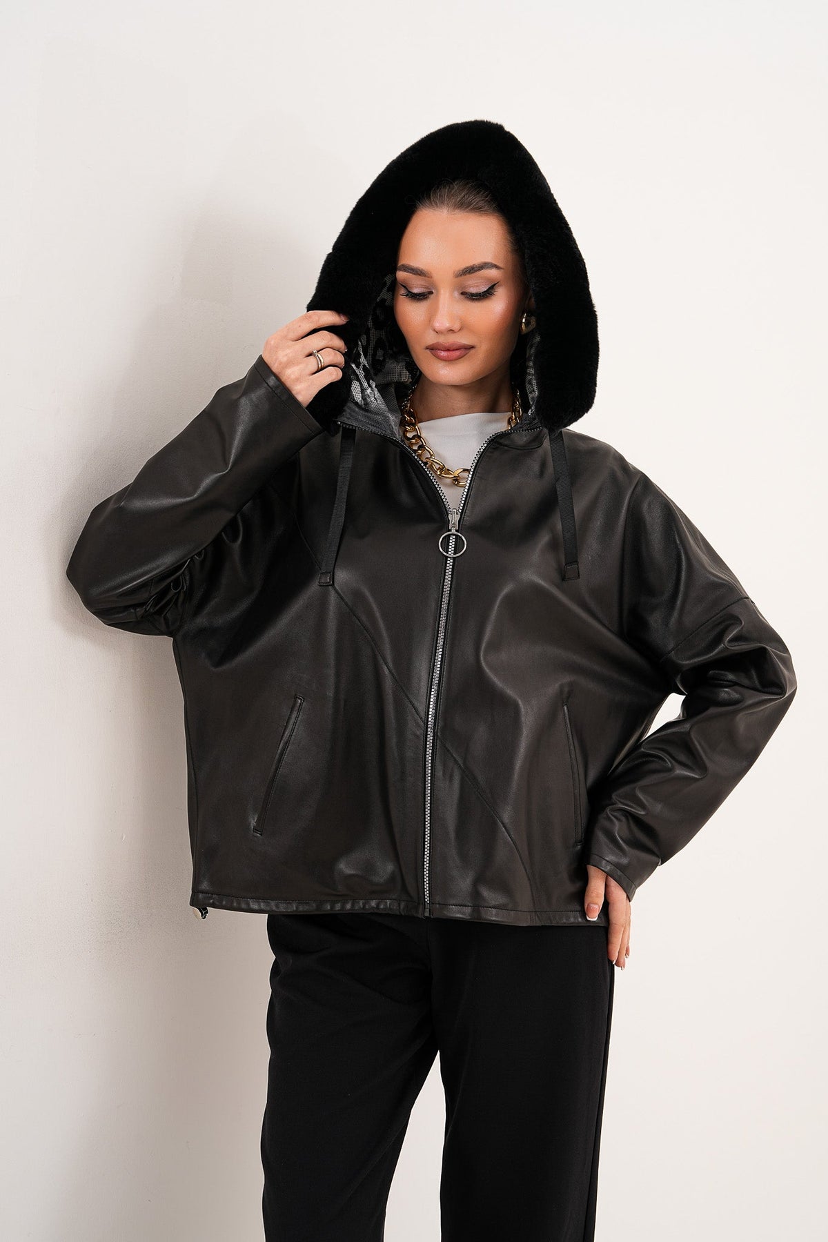 The Velora Black Reversible Lambskin Leather Jacket