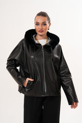 The Velora Black Reversible Lambskin Leather Jacket