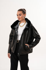 The Velora Black Reversible Lambskin Leather Jacket