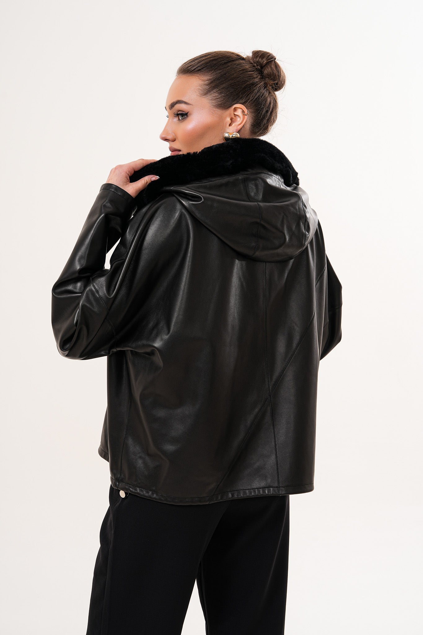 The Velora Black Reversible Lambskin Leather Jacket