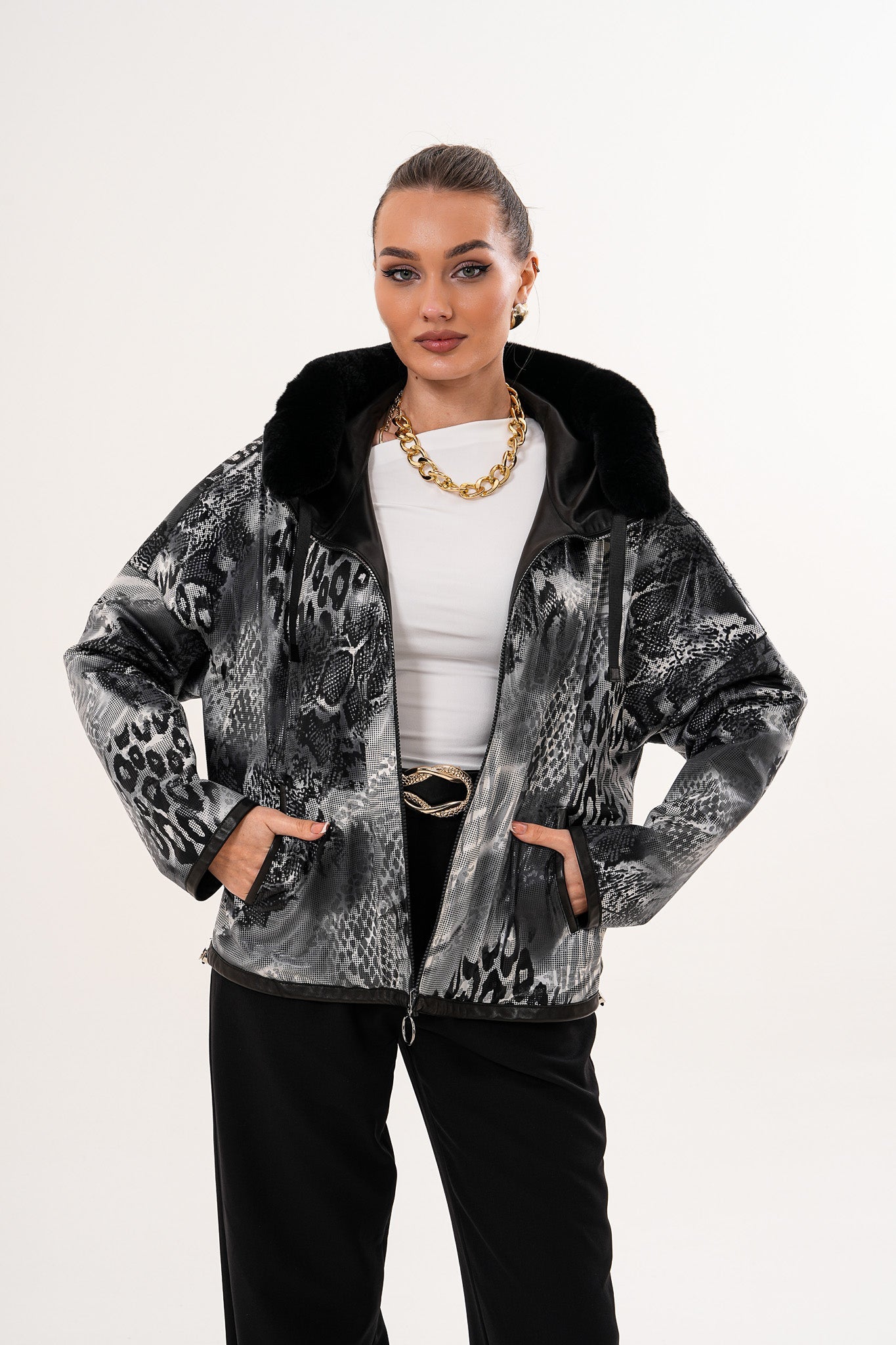 The Velora Black Reversible Lambskin Leather Jacket