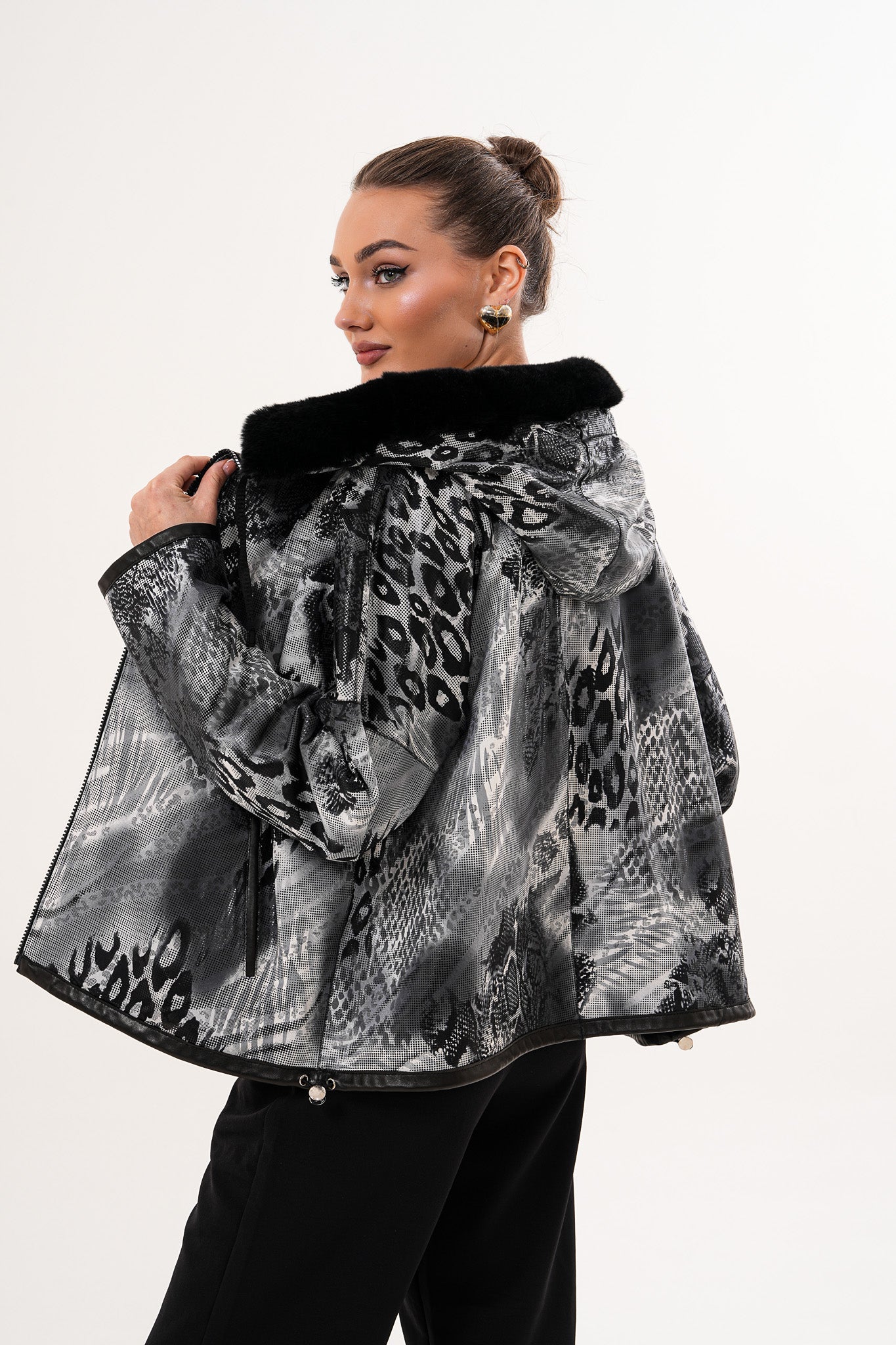 The Velora Black Reversible Lambskin Leather Jacket