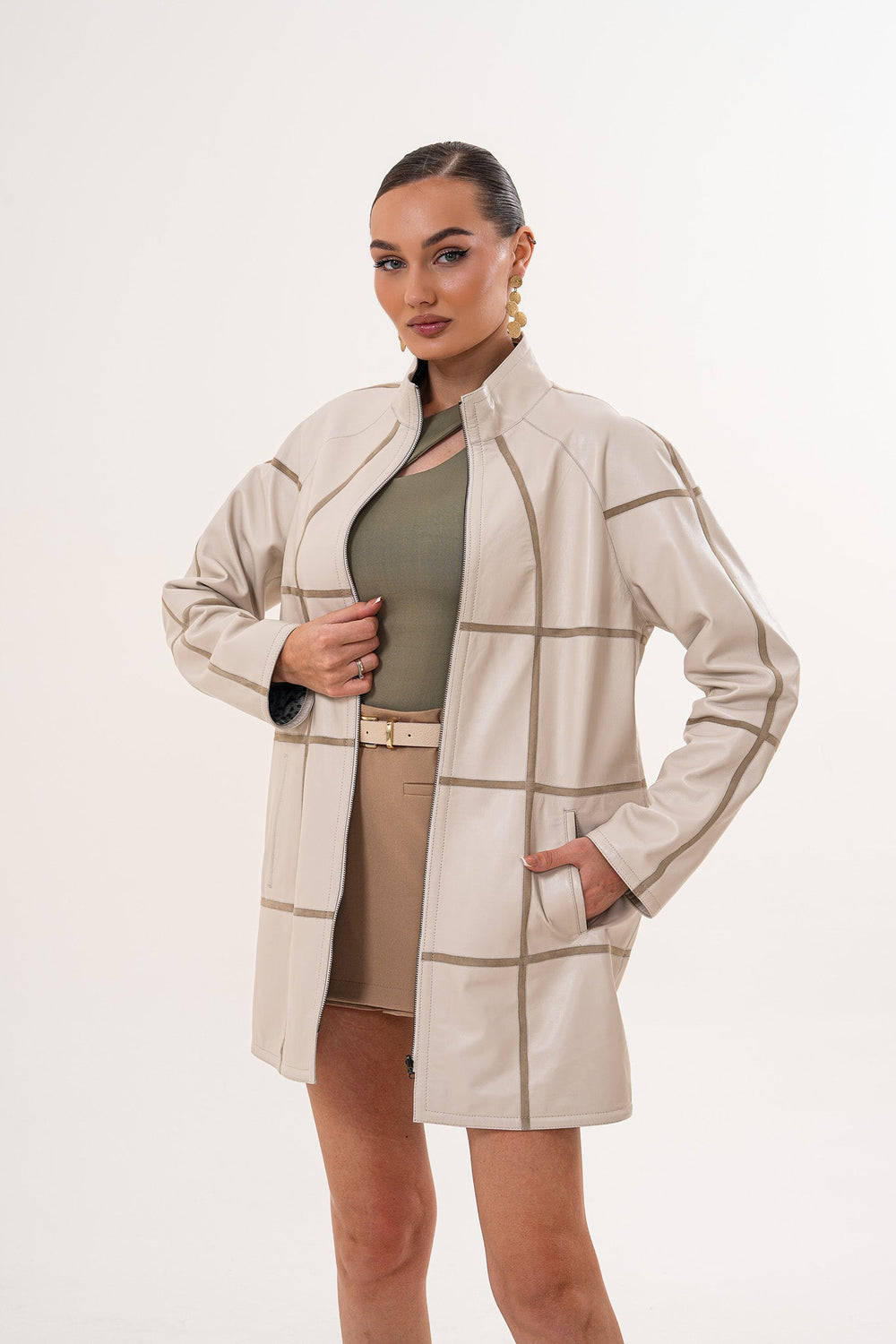 The Prado Reversible Cream  Leather Jacket