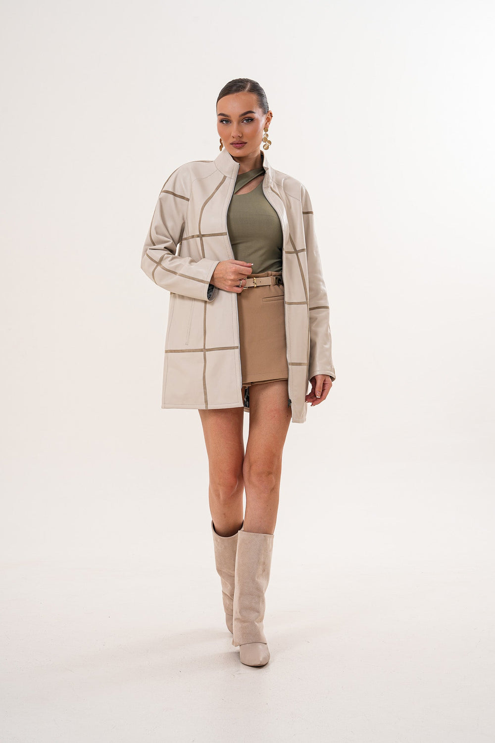 The Prado Reversible Cream  Leather Jacket