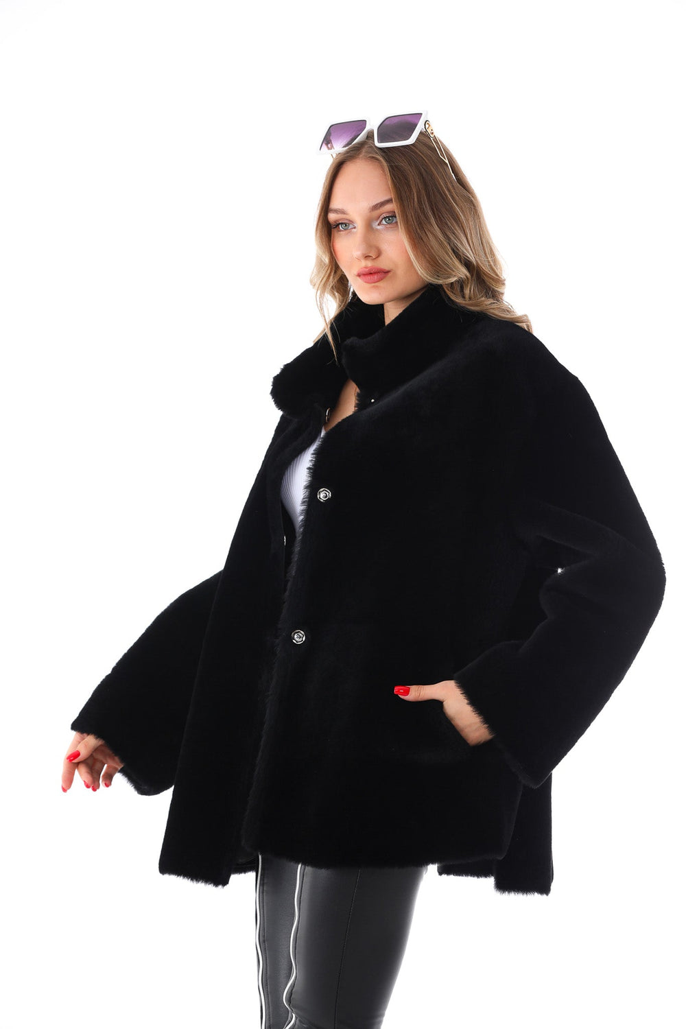 The Luxera Reversible Black Shearling Leather Jacket