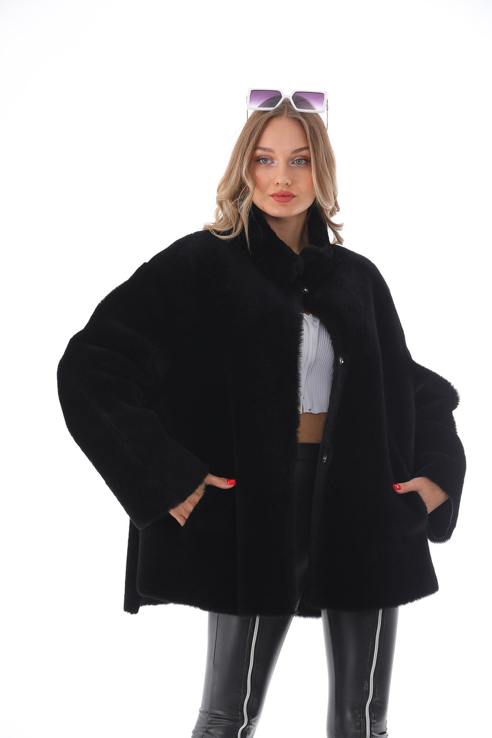 The Luxera Reversible Black Shearling Leather Jacket