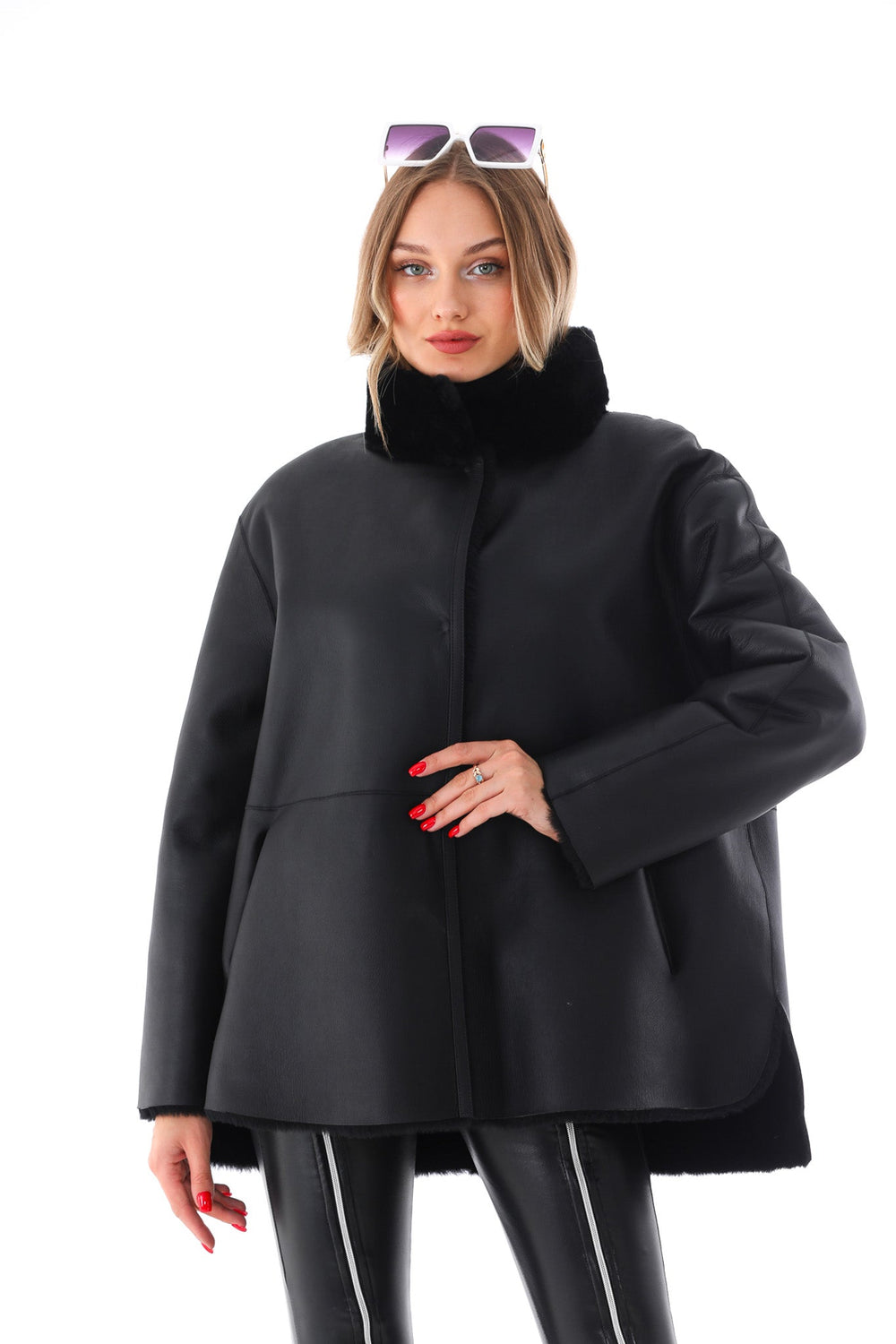 The Luxera Reversible Black Shearling Leather Jacket