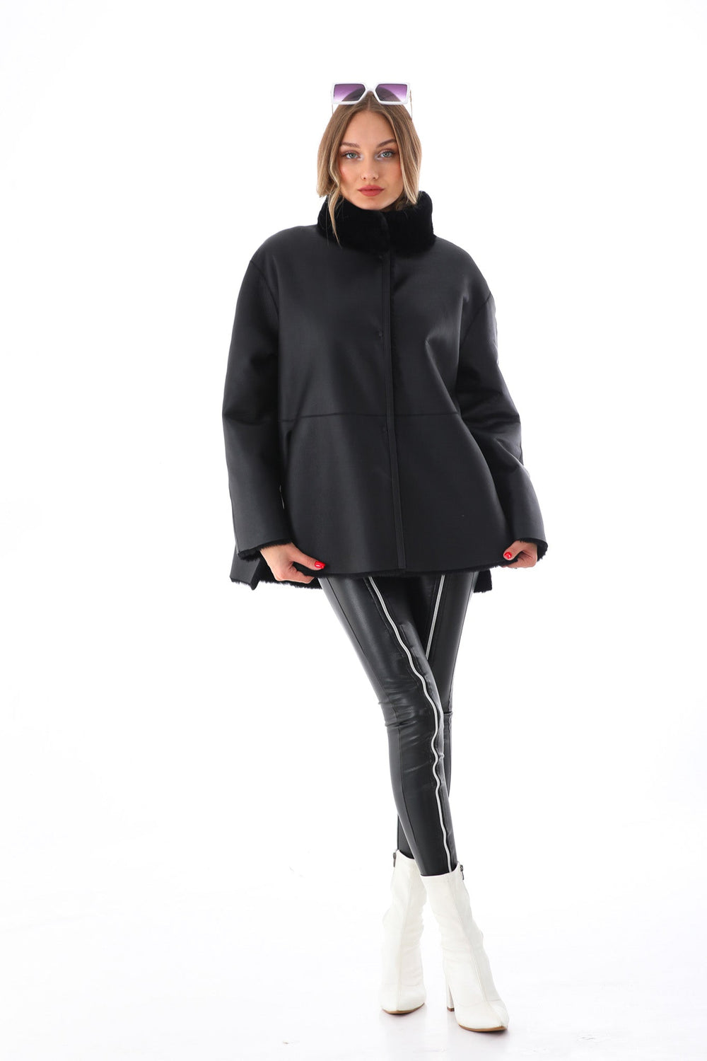 The Luxera Reversible Black Shearling Leather Jacket