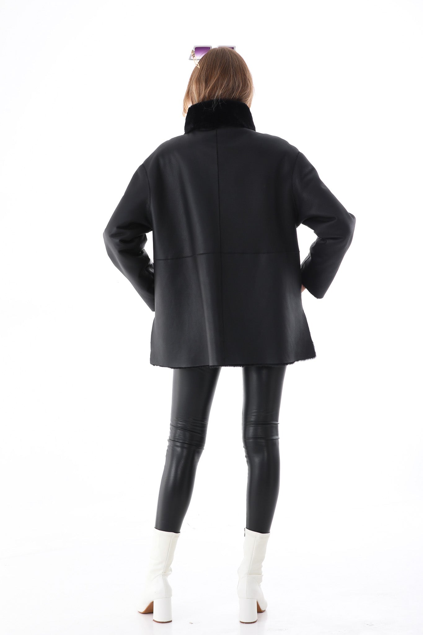 The Luxera Reversible Black Shearling Leather Jacket