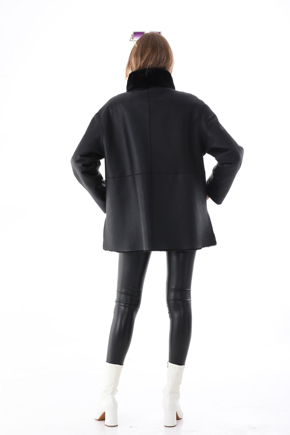 The Luxera Reversible Black Shearling Leather Jacket