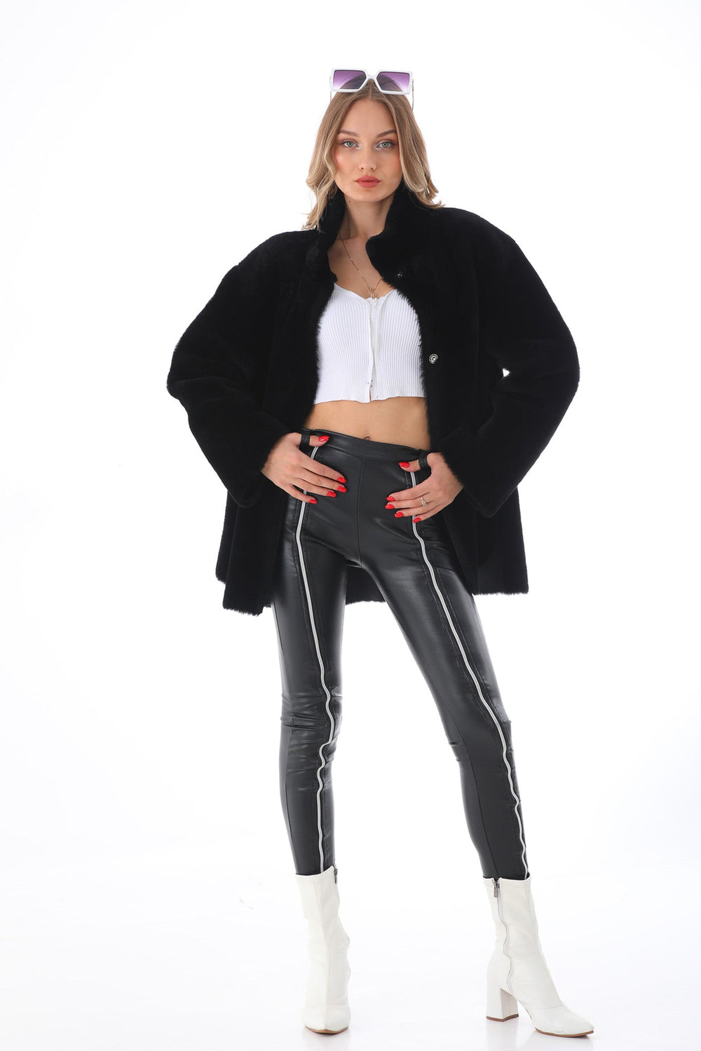 The Luxera Reversible Black Shearling Leather Jacket