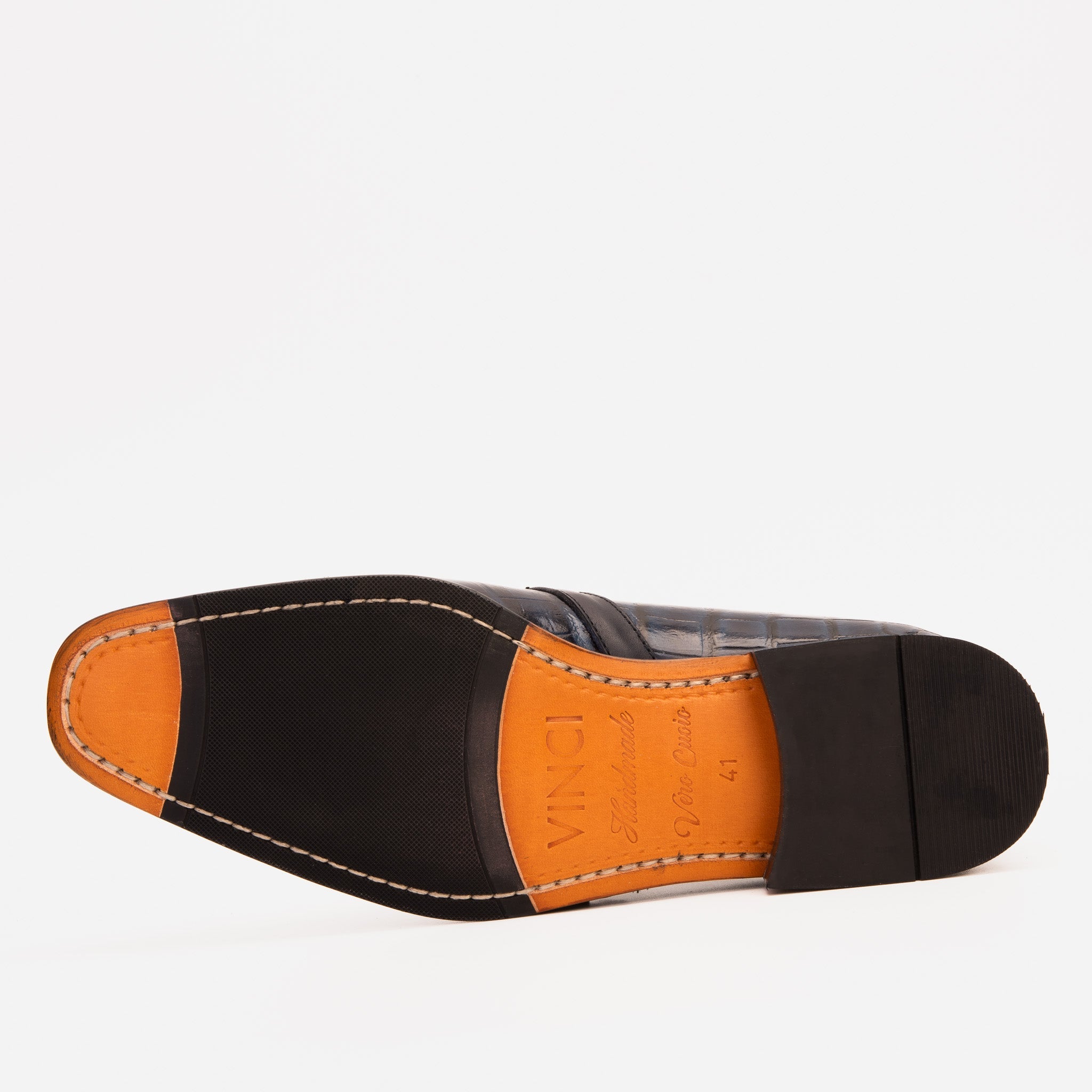 The Strat Single Monk Strap Cap Toe Navy Leather Handmade Shoe