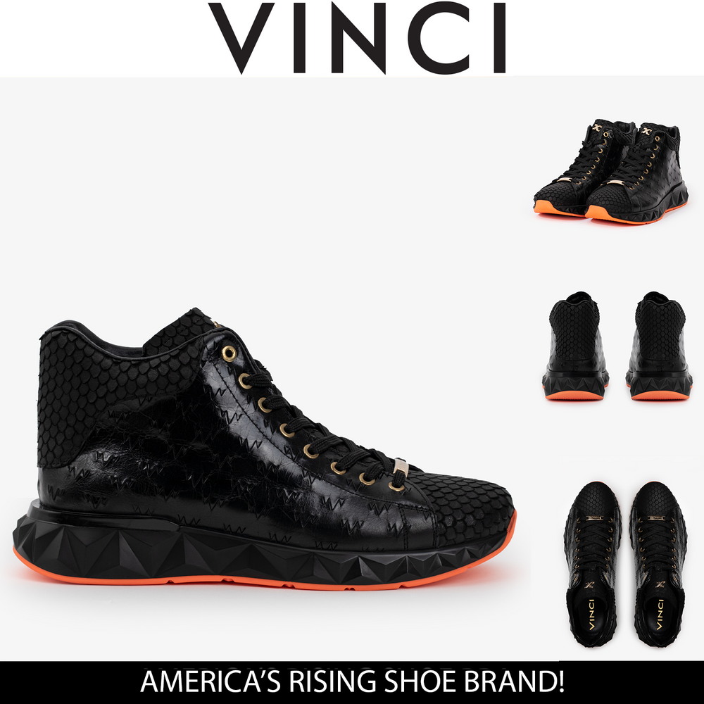 The Caesars Black Leather High-Top Sneaker