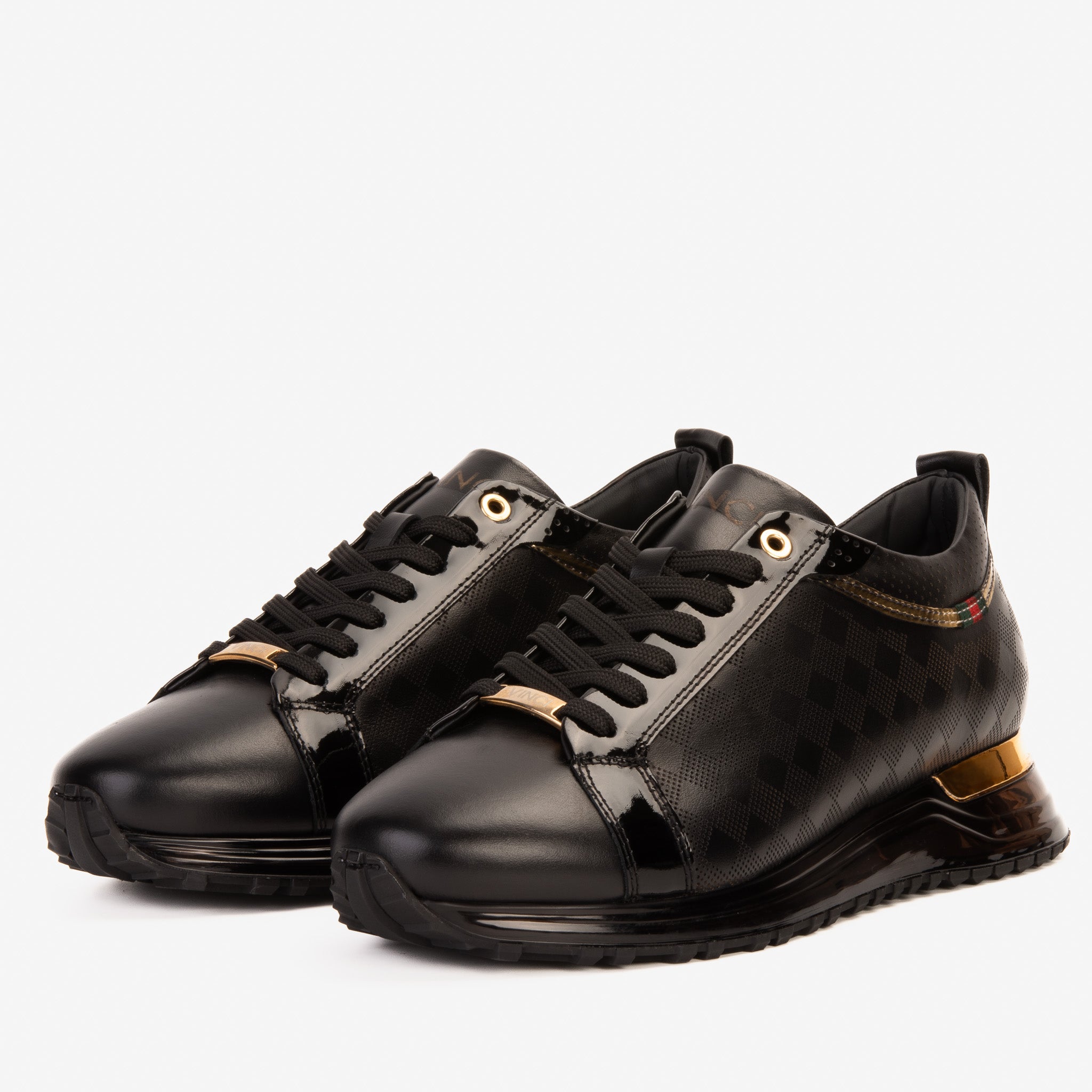 The Cenova Black Gold Leather Sneaker