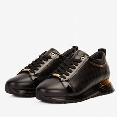 The Cenova Black Gold Leather Sneaker