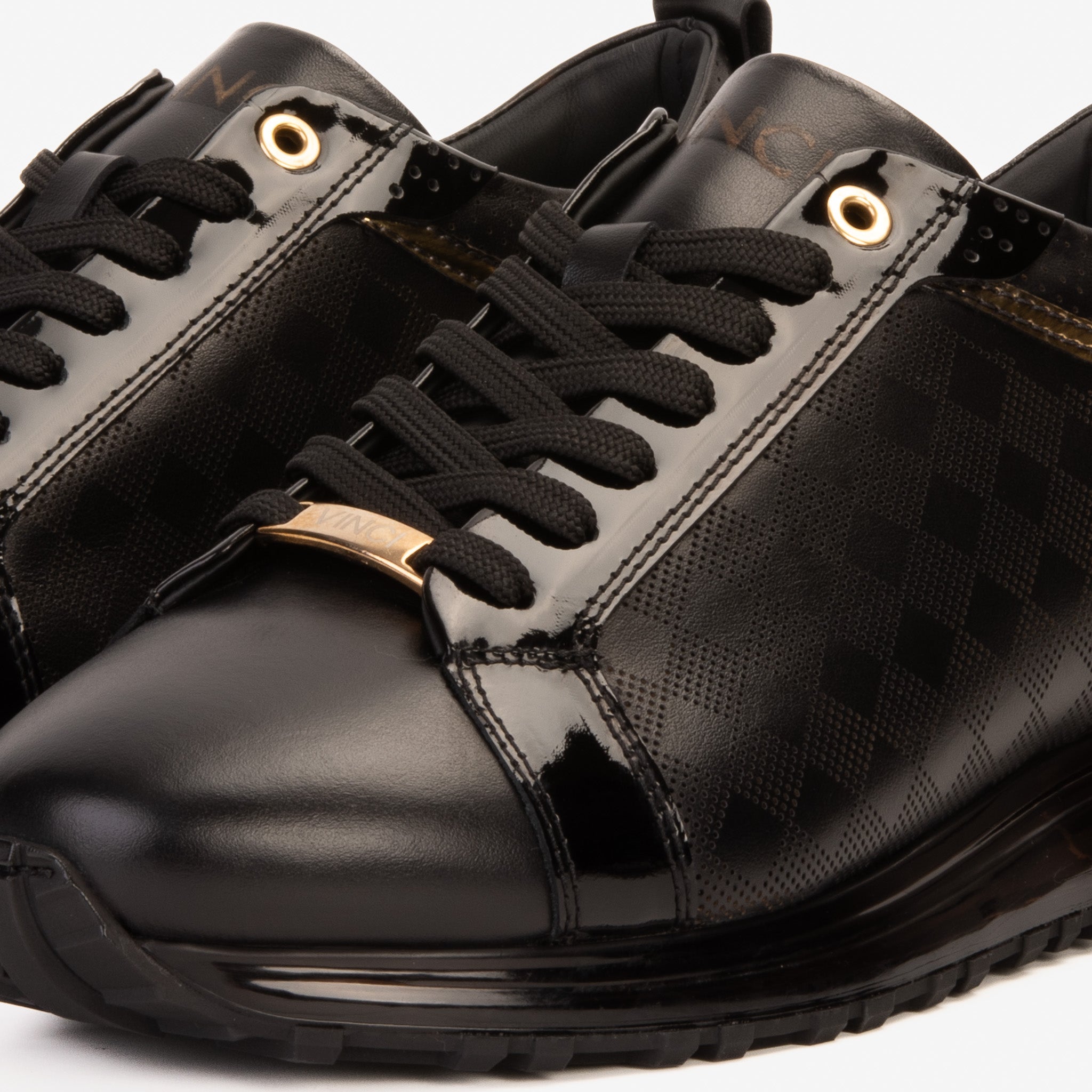 The Cenova Black Gold Leather Sneaker