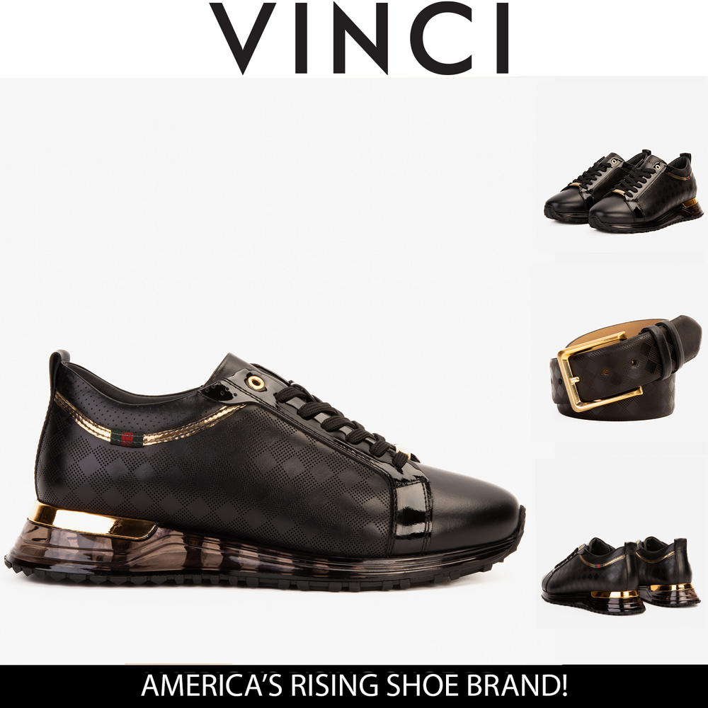 The Cenova Black Gold Leather Sneaker