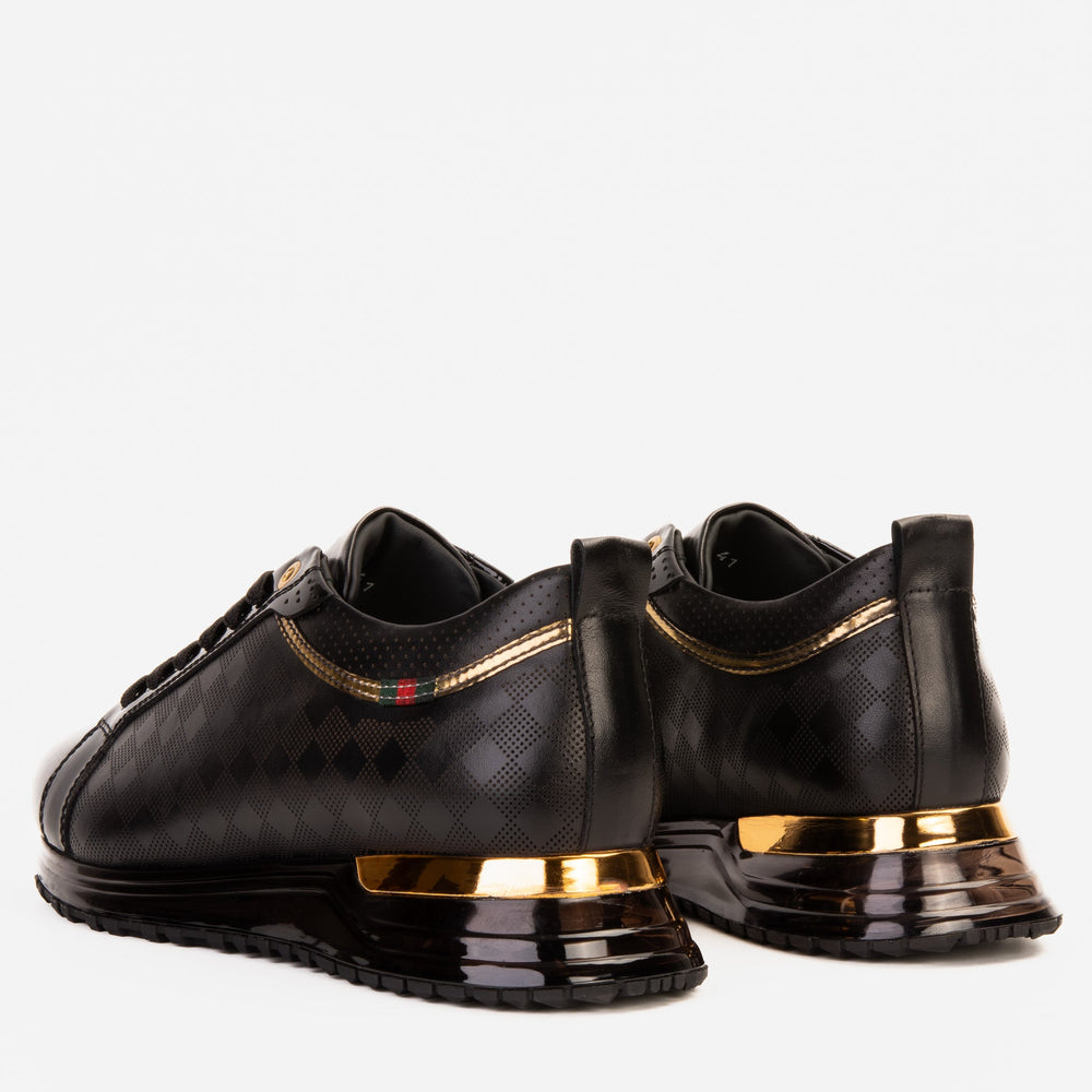 The Cenova Black Gold Leather Sneaker