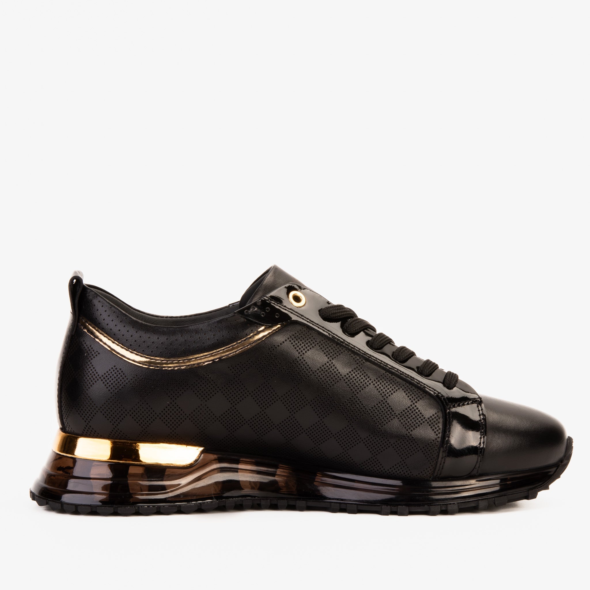 The Cenova Black Gold Leather Sneaker