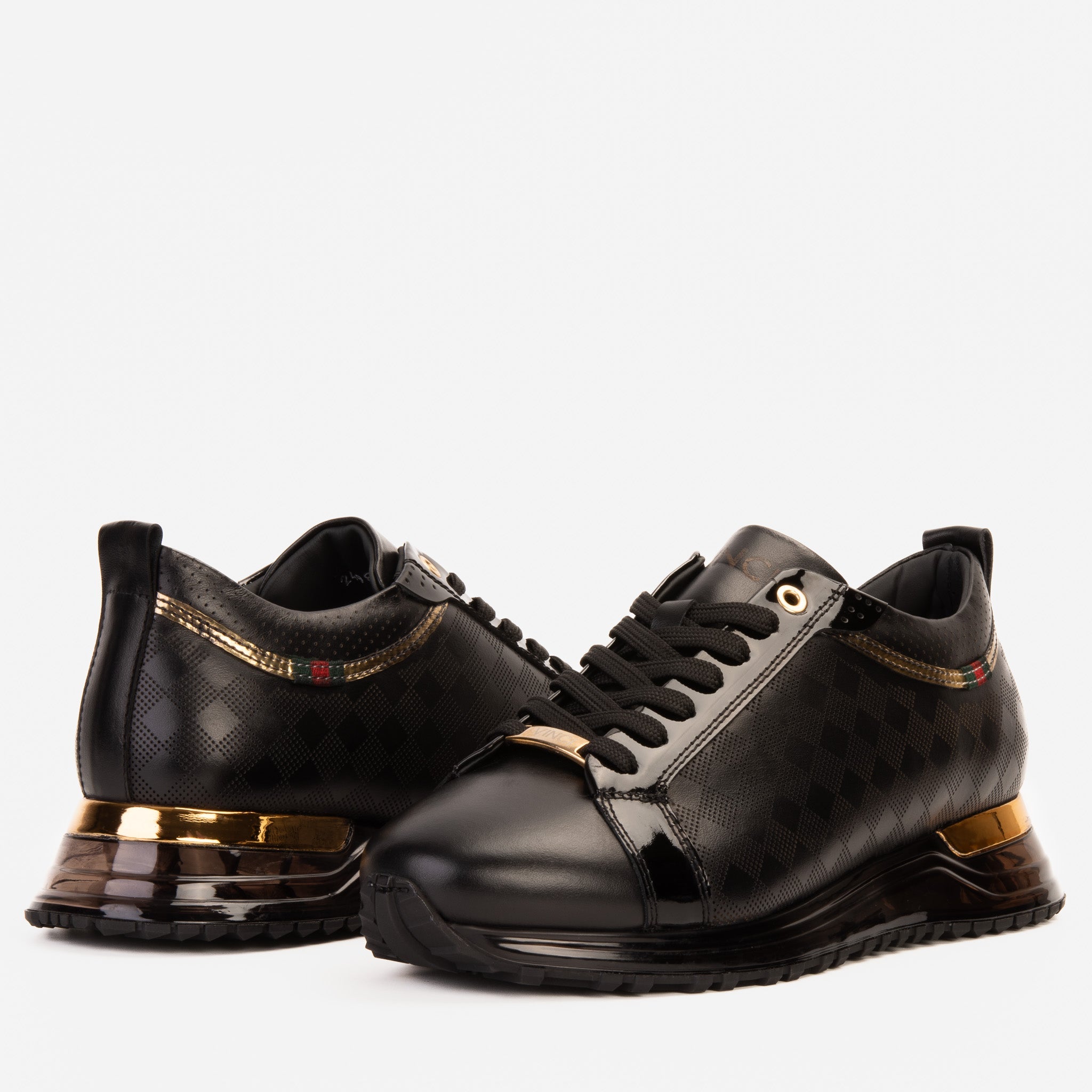 The Cenova Black Gold Leather Sneaker