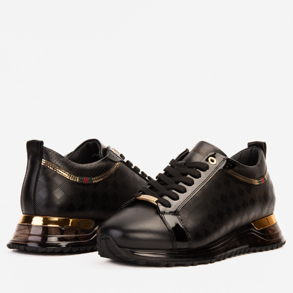 The Cenova Black Gold Leather Sneaker