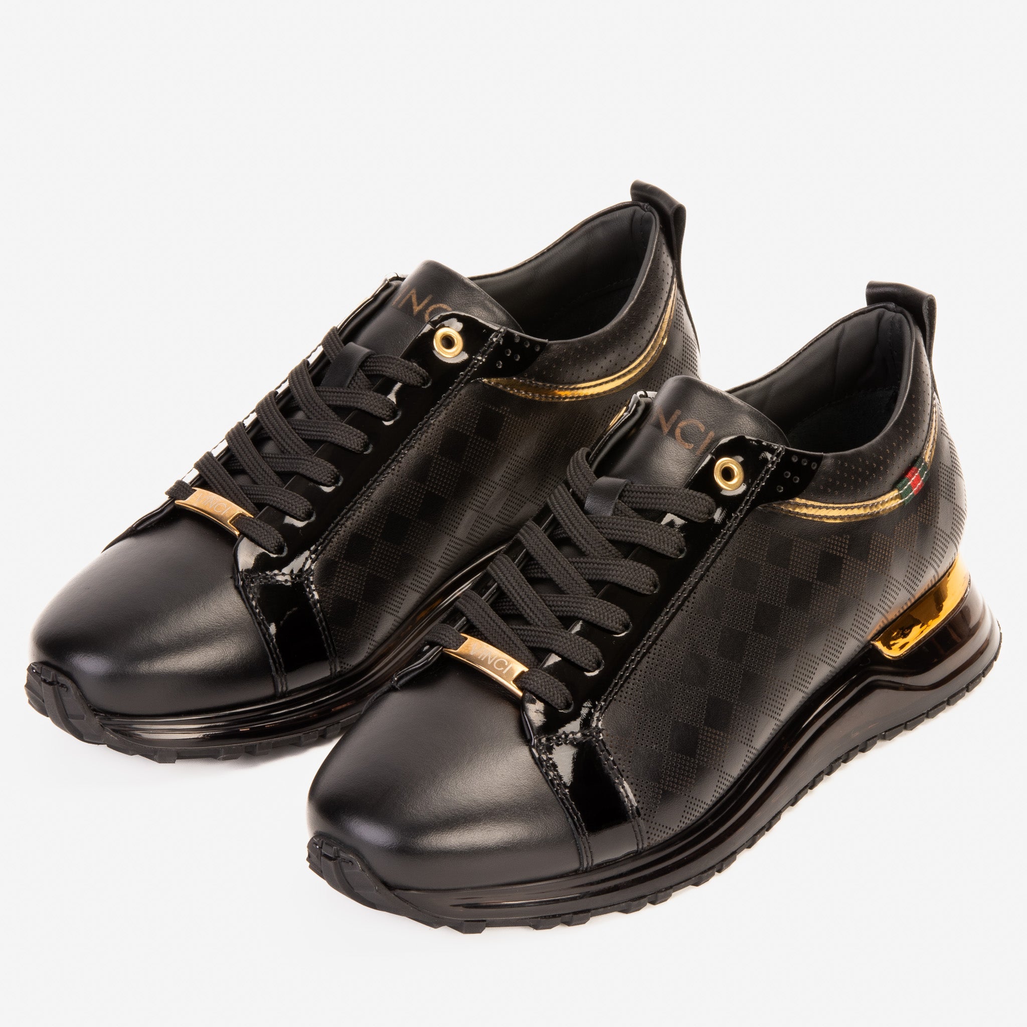 The Cenova Black Gold Leather Sneaker