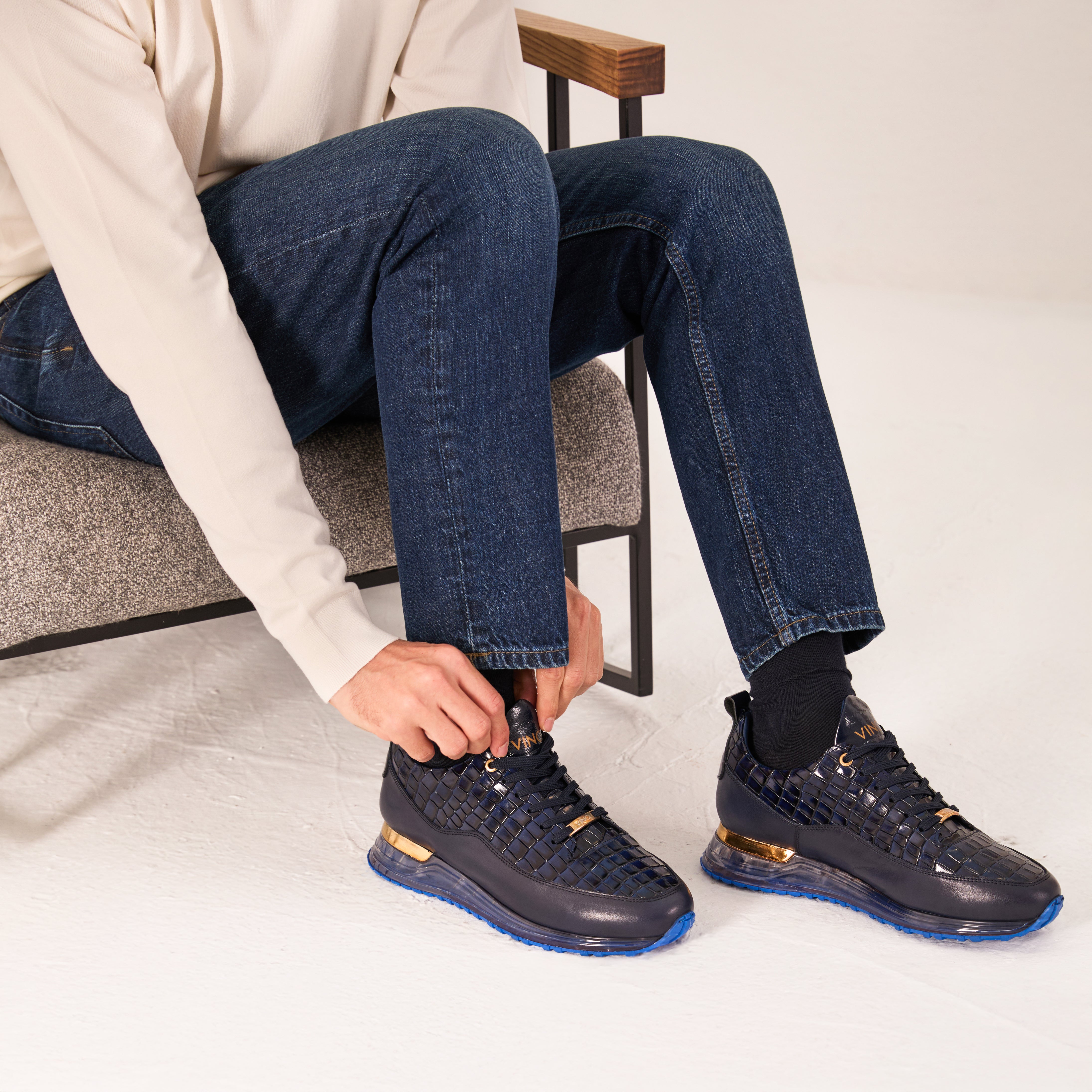 The Marseille Navy Blue Leather Sneaker