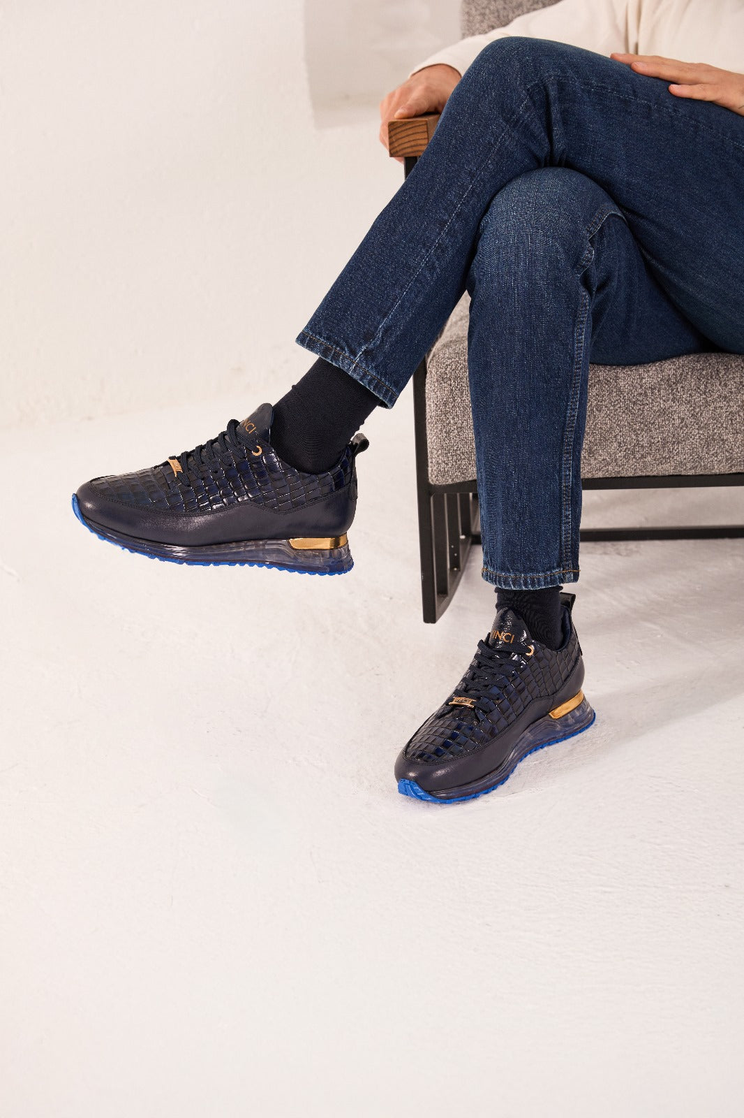 The Marseille Navy Blue Leather Sneaker