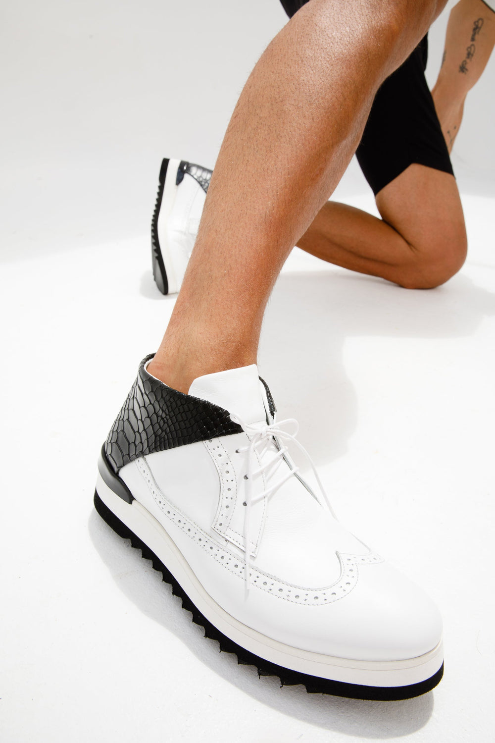 The Kagan White Wingtip Chukka Sneaker Boot