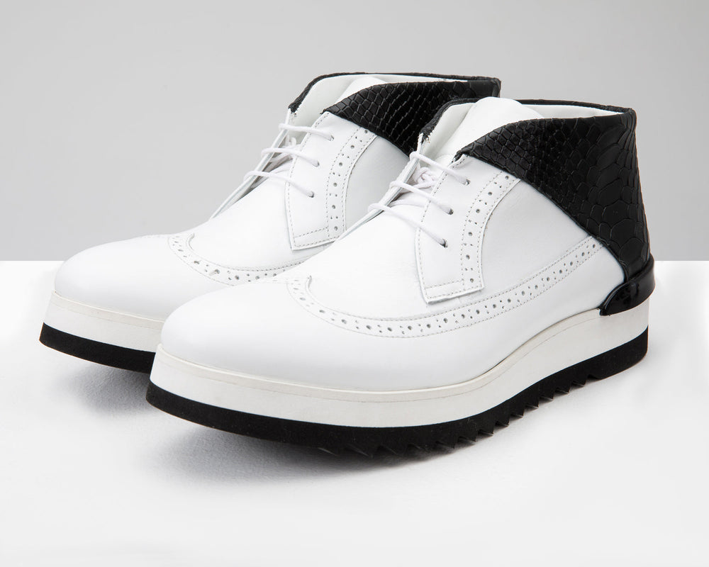 The Kagan White Wingtip Chukka Sneaker Boot