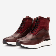 The Regent Burgundy Leather Wingtip\n Brogue Casual Boot