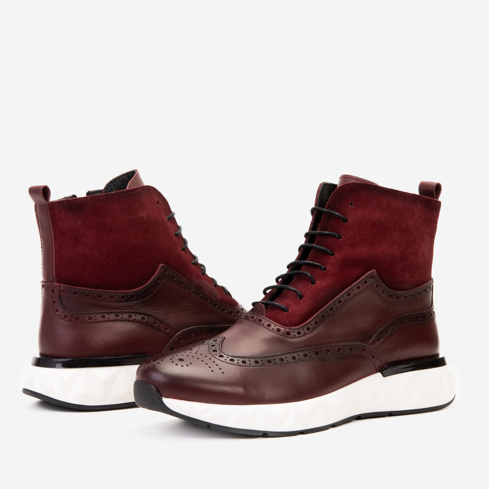 The Regent Burgundy Leather Wingtip\n Brogue Casual Boot