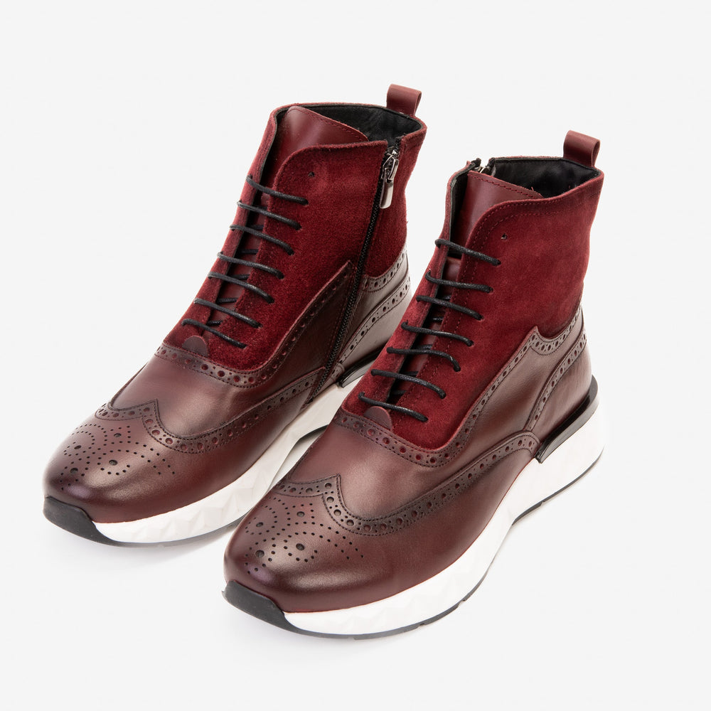 The Regent Burgundy Leather Wingtip\n Brogue Casual Boot