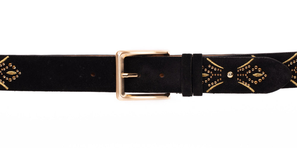 The Lazio Black Suede Leather Belt
