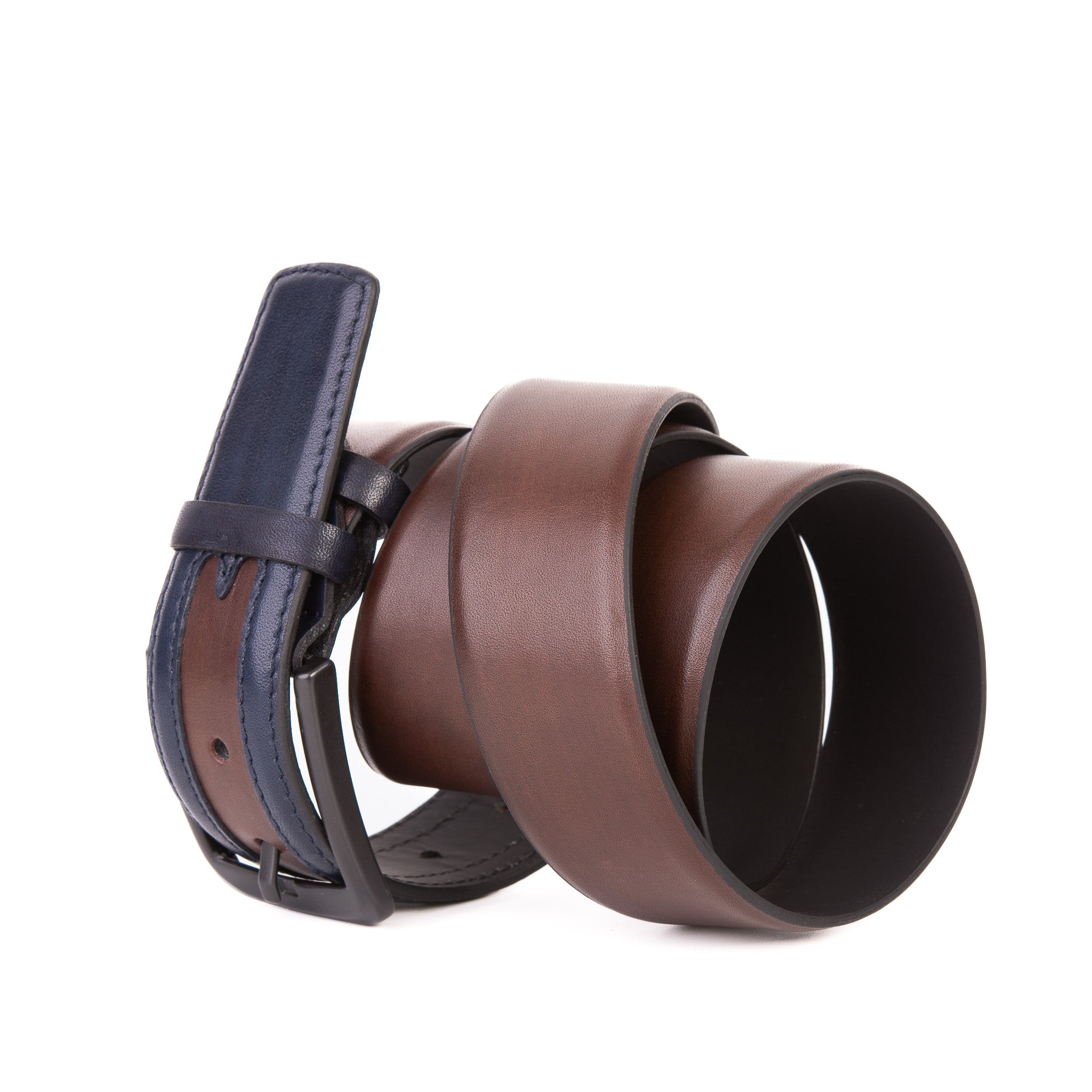 The Neiva Navy\/Brown Leather Belt
