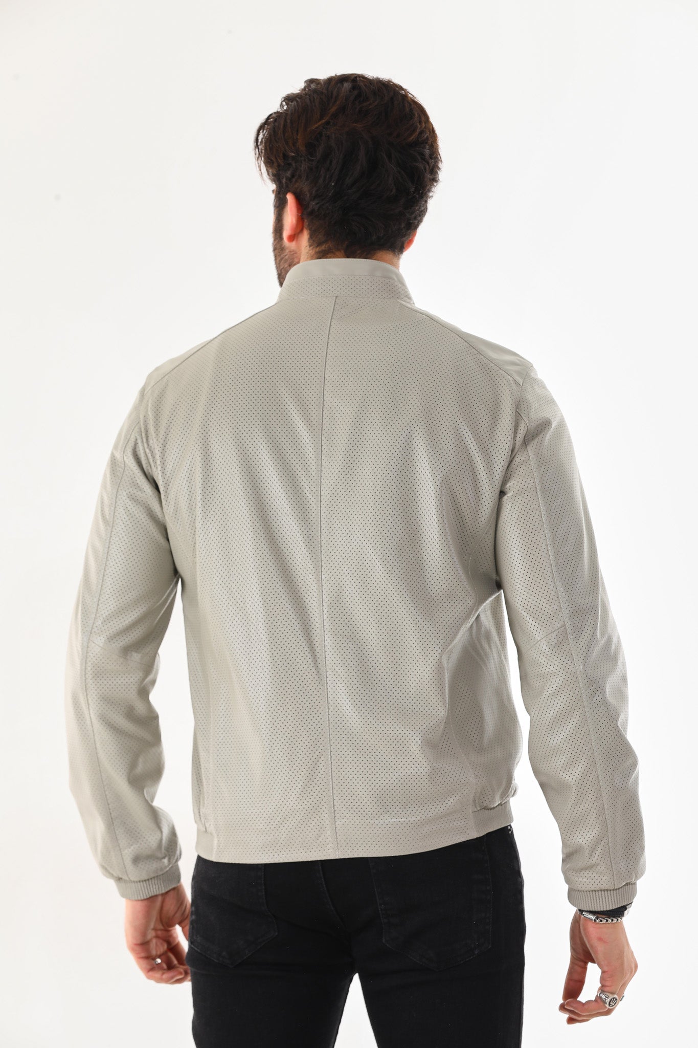 The Como Reversible Cream Black Leather Bomber Jacket