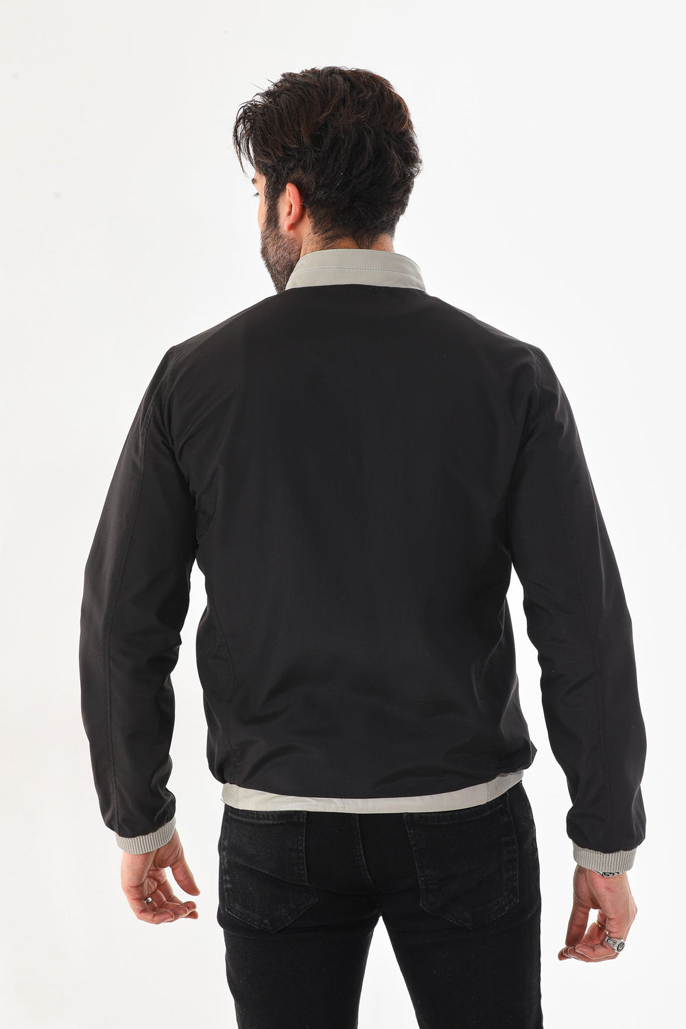 The Como Reversible Cream Black Leather Bomber Jacket